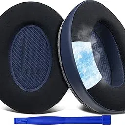 SoloWIT Cooling-Gel Ear Pads Cushions Replacement, Earpads for Bose QuietComfort 35 (QC35) and Quiet Comfort 35 II (QC35 II) Over-Ear Headphones, Noise Isolation Foam - Navy Blue-picture-10