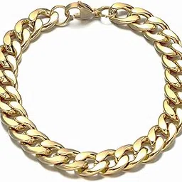 via mazzini Gold Plated No-Tarnish No-Fading Stainless Steel 'GoldXcellence' 6mm Thickness Chunky Hip-Hop Chain Bracelet For Men And Boys (Bracelet0626) 1Pc-picture-42