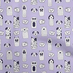 oneOone Rayon Purple Fabric Floral & Puppies Fabric for Sewing Printed Craft Fabric by The Yard 56 Inch Wide-picture-25