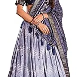 harivar Women’s Lehenga Choli | Embroidered Floral Print | Dupatta with Tassels | - Designer Wear | Free Size-picture-12