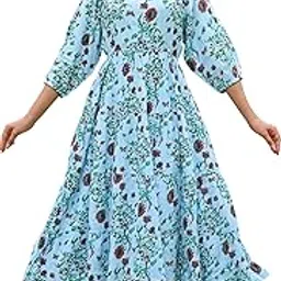 yash gallery Women's Rayon Floral Printed Tiered Style Maxi Dress image 1