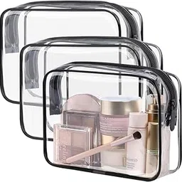 Clear Makeup Pouch Organizer Cosmetic Bag Portable Waterproof Organizer Travel Pouch for Women, Men (4, Black)-image-80
