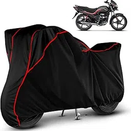 VOICO Water Resistant Bike Cover Dustproof UV Protection Bike Body Cover for Hero Passion Plus All-Weather Protection with Red Piping - Black-picture-13