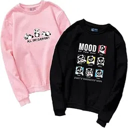 Women's Sweatshirt T-Shirt | Regular Fit, Round Neck, Breathable Fabric | Trendy Streetwear, Bio-Washed Pullover | Ribbed Sleeves, Soft Cotton (Pack of 2)-image-26