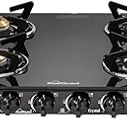 Sunflame Crystal 4 Burner Gas Stove |1 Jumbo, 1 Medium and 2 Small Brass Burners | 2 Years Product Coverage by Sunflame | Manual Ignition | Heavy Duty Pan Support | PAN India Presence | Black-image-11
