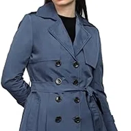 honnete Full Sleeve Notched Lapel Collar Double-Breasted Winter Trench Coat with Belt for Women-picture-17