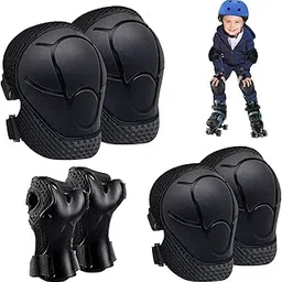 Knee Pads for Kids Elbow Pads Set, Toddler Protective Gear Set, Kids Elbow Pads and Knee Pads for Girls Boys, with Wrist Guards 3 in 1, for Cycling Electric Bike Rollerblading Scooter (Black)-picture-11