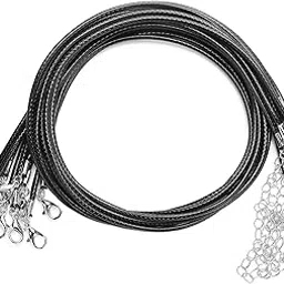 TIESOME Leather Cord Necklace, 10Pcs Waterproof Braided Leather String Chain Necklace Black Woven DIY Rope Chain with Lobster Claw Clasp for Women and Men (2.0mm,45cm)-picture-18
