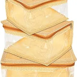 Kuber Industries Doli Printed Multiuses Non-Woven Makeup/Jewellery Organizer Bag, Travel Toiletry Pouch, Set of 3 (Gold) 54KM4285-picture-15