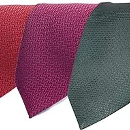 Men's Criss Cross Design MicroPoly Necktie For Men, Formal Tie, Solid Colors with Silky Feel, Free Pocket Square with Each Tie (Pack Of 3)-image-39