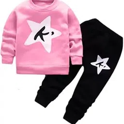 py pinkyou The baby boys and girls K-Star Printed Round neck Regular Fit Full sleeve cotton blend T-shirt and Pant-picture-24