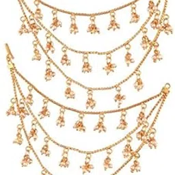 Gold Plated Traditional Pearl Layered Hair Chain/Earchain Accessories with Hook for Women Girls-image-26