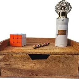 Khusubhdecor Wooden Desk Tray with Drawer, Storage Compartment, Natural Finish sliding drawer wall hanging wall shelves (pp)-picture-35