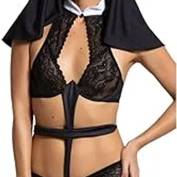 flirty touch Women's Maid Roleplay Costume Lingerie Set (Pack of 1) (Regular, Free Size, Black-White)-picture-18