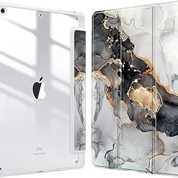 SwooK Case with [Pencil Holder] Smart Cover with Transparent Back (Soft Edge) for iPad 10.2 inch iPad 9th 8th 7th Generation 10.2" iPads 2021 2020 2019 Launched - Cloudy Marble-picture-23