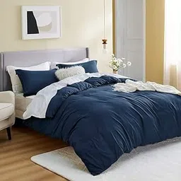 Duvet Covers Double Bed Size with Corner Ties & Zipper Closure, Navy, Quilt/Rajai/Comforter/Duvet Cover for Double Bed, Polycotton Package Includes[ 1 Duvet Cover & 2 Pillow Covers-picture-26