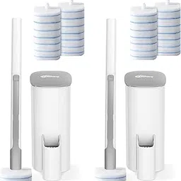 oshang Disposable Toilet Brush 2 Pack- Toilet Bowl Cleaner, Toilet Cleaning Supplies, Toilet Brush with Holder, 28 Refills for Deep Cleaning and Hygienic Bathroom Maintenance image 1