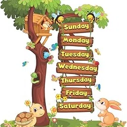 AH Decals Vinyl Cartoon Week Days Name Animated Wall Sticker Beautiful Created Designs Kids Room Plastic Sticker Wall, Hall, Living Room, Poster 3D Background Removable Sticker Gallery Poster, 59 cms-picture-23