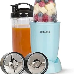 Tesora Nutri-Flash Mixer, Grinder & Blender | 400W | Comes with 2 Jars & a to-Go Lid | Stainless Steel Serrated & Cross Blade with Detachable Base | Finish Blue-image-14