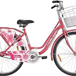 Hero Fashion 26T City commute cycle with mudgaurds, Front Basket, and Rear Carrier | Pearl Pink | Ideal age 12+ years for Girls/Ladies/Women, City Bike;Hybrid Bike-image-45