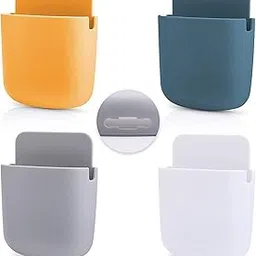 PANTH Wall Mounted Rectangular, Round Remote Storage Organizer Case for Air Conditioner TV Mobile Phone Plug Holder Stand Rack, Phone Charger (Small, Multicolor) - Pack of 4 Pieces-picture-33