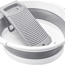 HASTHIP® Large Washboard for Hand Washing Clothes Basin with Washing Board for Laundry Washboard Hand Washing Clothes Pants Towels Socks, 15.9In-picture-33