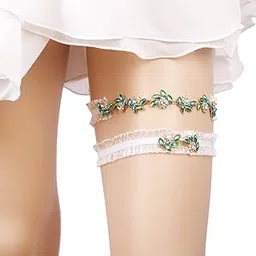 Coxeer 2PCS Women's Garter Set Sexy Elastic Rhinestone Decor Leg Ring Bridal Garter Prom Party-picture-17