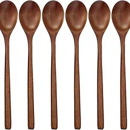 Adloryea Wooden Spoons, 6 Pieces Wood Soup Spoons For Eating Mixing Stirring Cooking, Long Handle Spoon With Japanese Style Kitchen Utensil, Eco Friendly Table Spoon - 24.89 Cm-picture-33