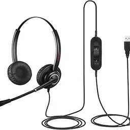 N/X USB Headset with Noise Cancelling Microphone Computer Phone Headset for Dragon Voice Recognition Speech Dictation PC Headphone for Call Center Skype Chat with Mic Mute Volume Control Call Button-picture-23