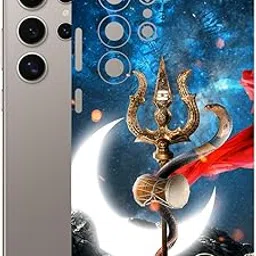 AtOdds Mobile Skin Sticker Wrap | Compatible for Samsung S25 Ultra (5G) | Scratchproof Matte Finish | Full Coverage for All Sides & Camera Protection (Bholenath)-picture-26