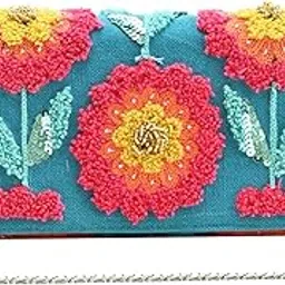 boho girl Multicolor Floral Design Clutch with Two Compartment for Women with Removable Crossbody Strap | Casual Outing for Women-picture-54