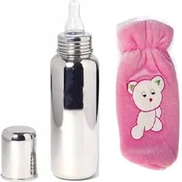 TRIKUTA® Stainless Steel Baby Feeding Bottle for Milk and Drinks with Silicon Nipple with Cover, 240 ML for One Month Baby and Above, No Leakage No Plastic BPA Free Bottle._M2-picture-26