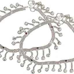 delegarde Traditional Ghungroo Anklets with Bells, White Metal, 10 inches Length, One Pair-picture-18
