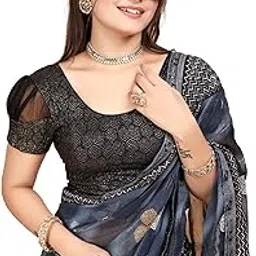 sft Short Sleeve with Organza Patch Sleeve Readymade Saree Blouse for Women Stylish (CH1095-picture-22