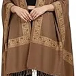 Classic Navy Blue Stole – Golden Paisley Border, Blended Wool Shawl, Size - 80 x 28 Inch-image-11