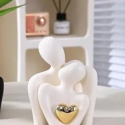 Hugging Couple Statue - Romantic Home Decor, Perfect Wedding Anniversary and Valentines Day Gift, Figurine for Home, Office, Coffee Table and Desktop (White, Romantic Couple)-image-90