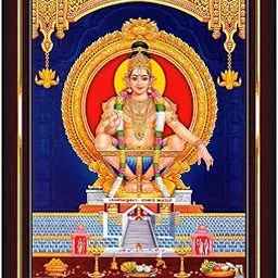 Lord Ayyappa Swamy Ayyappan Iyyappan Wall Painting Framed Home Decor (Wood,Matte,Brown,Small Size,6 x 8 Inch) B78S image 1