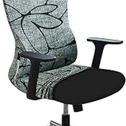 HOKIPO Office Chair Cover with Headrest Cover Elastic Computer Desk Rotating Boss Chair Seat Covers, Intense Grey Abstract Floral (AR-5367-C2) image 1