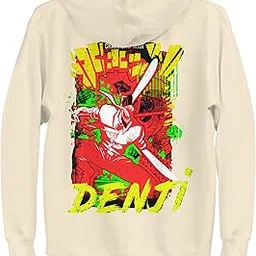 poppshop Chainsaw Man Anime Hoodie, Black Cotton Sweatshirt, Graphic Print Design with Front and Back Artwork-picture-21