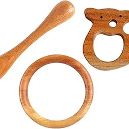 PATALIYA Neem Wood Teethers for Babies | Natural and Organic | Wooden Baby Teether | Helps in Teething | for Infants 3+ Months (Ring + Single Dumble+ Mouse)-image-44