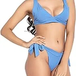 zerokaata Ribbed Bikini Set for Women Beach Wear | Swimming Costume for Women 2 Piece Set-picture-24