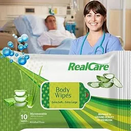 LADY HAWK Pack of 1 (10 Pulls) Real Care Eco Easy Bath Wet Wipes Towelettes with Aloe Vera. XL size Easy Bath Wet Wipes for Adults, Patients and Baby. Microwaveable-picture-63