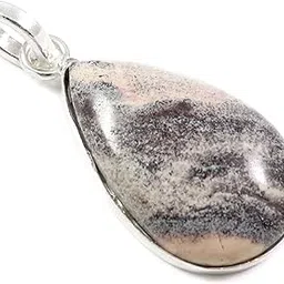 Goyal Craft Porcelain Exotica Jasper Natural Gemstone Silver Plated Men and Women 1.25" PendantJewelleryGPDA-60-image-16
