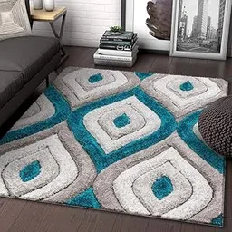 Hand Woven Shaggy Carpet with 2 Inch Pile Height for Living Room, Bedroom Carpet Micro and Polyster Size 4x6 Feet, Multi Color a19 (120CMx180CM)-image-57