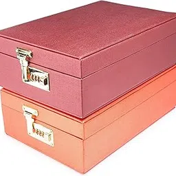 Box Queen Hand Made Wooden Jewellery Jewel Gold Organizer Storage Box With Lock For All Jewelry Necklaces Earring Ring Chain Bangel Gift Box With 2 Trays For Women&Girls (Colour May Vary) (Pack Of 2) image 1
