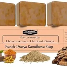 L'AStand Punch-Dravya Kamdhenu Ayurvedic Herbal Soap, All Natural Ingredients, Moisturizing, Skin Brightening, Gentle Exfoliation, 3 Pack-picture-11