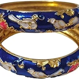 Cloisonne Enamel Bangle, Multicolor, Traditional Design, Various Color Floral Pattern, Handcrafted Metal Bracelet | Jewells Town image 1