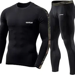 wmx Men's Workout Set Compression Shirt and Pants Top Long Sleeve Sports Tight Base Layer Suit Quick Dry & Moisture-Wicking.(Compression Workout Set Combo)-picture-40