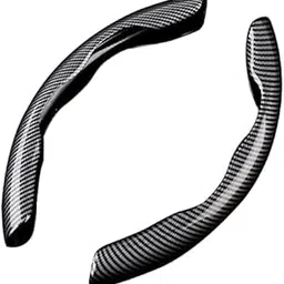 MERISH New Carbon Fiber ABS Texture Steering Wheel Grip Cover for Cars, Safe and Non Slip Car Interior Accessory (Carbon Black)-picture-38