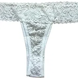 Women's Floral Lace Thong, White-image-37